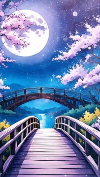 bridge and beautiful moon background