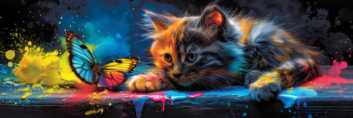 Obraz premium Pop art-style portrait of a kitten