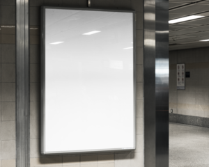 PNG billboard sign mockup indoors advertisement