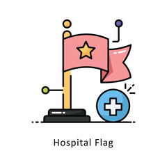 Hospital Flag filled outline Design illustration. Symbol on White background EPS 10 File