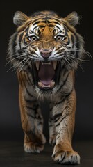 Fototapeta premium Tiger on a black background