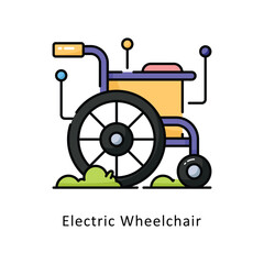 Electric Wheelchair filled outline Design illustration. Symbol on White background EPS 10 File