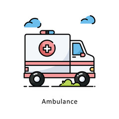 Ambulance filled outline Design illustration. Symbol on White background EPS 10 File