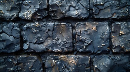 Close-up View of Cracked Black Paint on Metal Surface, Ideal for Abstract Backgrounds and Textures
