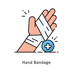 Hand Bandage filled outline Design illustration. Symbol on White background EPS 10 File