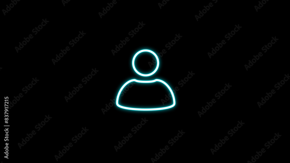Poster neon user profile icon. neon glowing person icon. flat style avatar person icons for user profile or