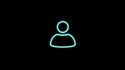 Neon User profile icon. neon glowing Person icon. flat style avatar person icons for user profile or login buttons.
