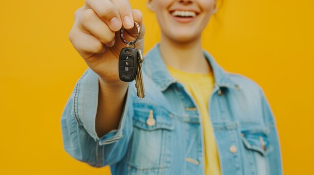 The woman holding car keys