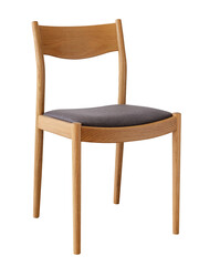 Wooden chair with gray cushion design element