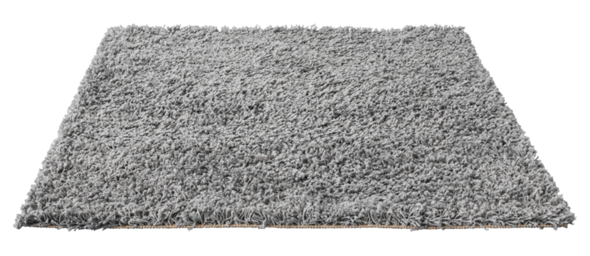 Gray fluffy square shape floor carpet design element