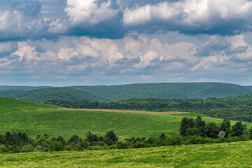 Fototapeta premium Landscape withe Hills, Trees and Clouds