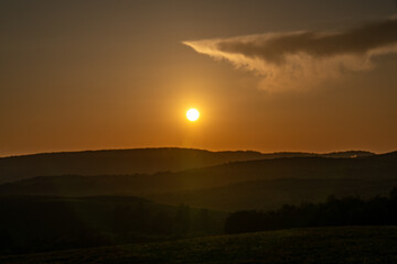 Sunset in the Hills and Mountains