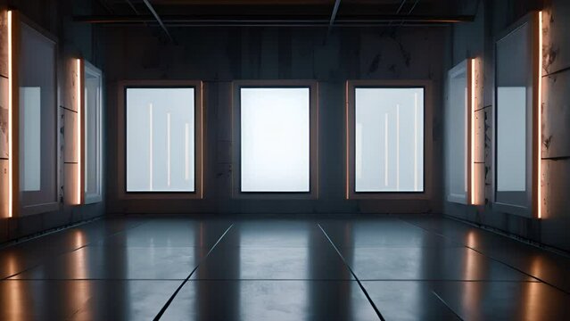 3D rendering 4-square frame exhibition background