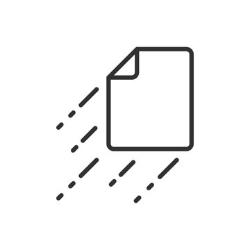 recommend clip art: Sending a file, linear icon. Document flies. Line with editable stroke