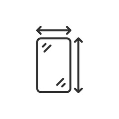 Size of smartphone screen protector, linear icon. Line with editable stroke