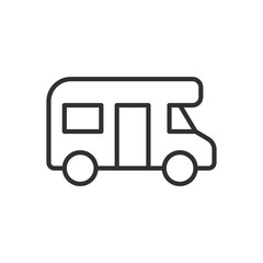 Motorhome, linear icon, van. Line with editable stroke