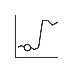 Investment chart with a buy point, linear icon. Stock price. The price of the asset has risen. Line with editable stroke