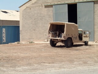 Military vehicle on Camp Taji, in Iraq, during Operation Iraqi Freedom