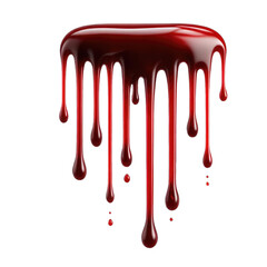 A realistic 3D rendering of blood dripping