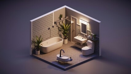 Boutique Hotel Style Ensuite Bath Render
