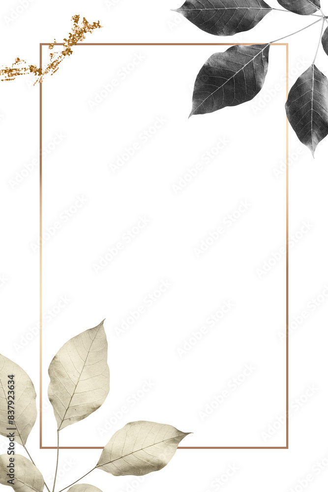 Aufkleber rectangle gold frame with foliage pattern design element