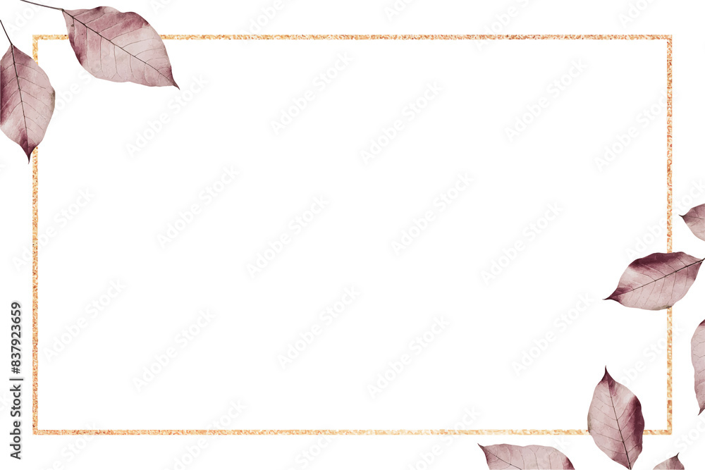 Aufkleber rectangle gold frame with foliage pattern design element