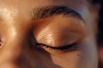 Signs of fatigue, such as drooping eyelids with visible dark circles under the eyes This indicates insomnia or fatigue.