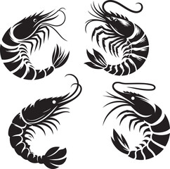 Shrimp icon vector art silhouette illustration 