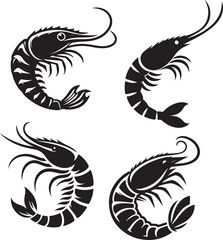 Shrimp icon vector art silhouette illustration 