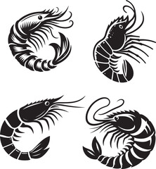 Shrimp icon vector art silhouette illustration 