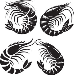 Shrimp icon vector art silhouette illustration 
