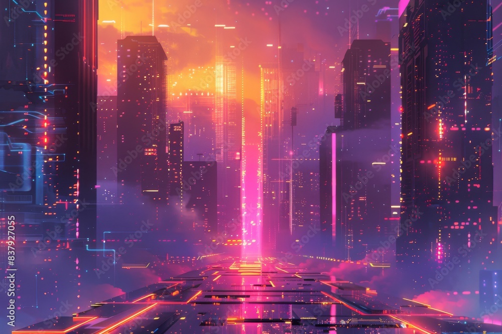 Poster abstract background data flow on futuristic technology.