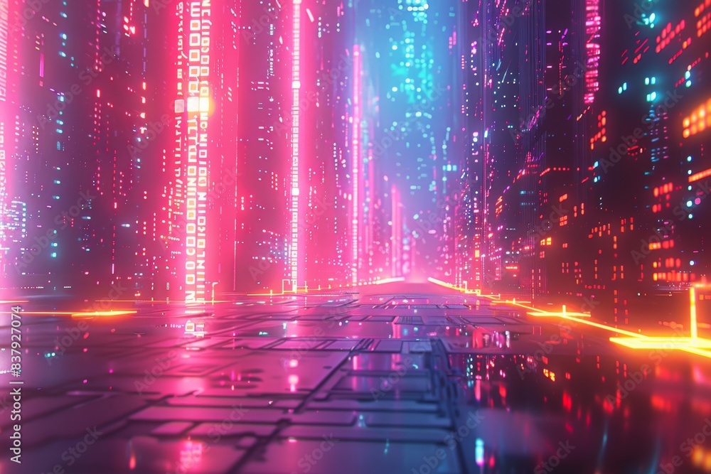 Poster abstract background data flow on futuristic technology.
