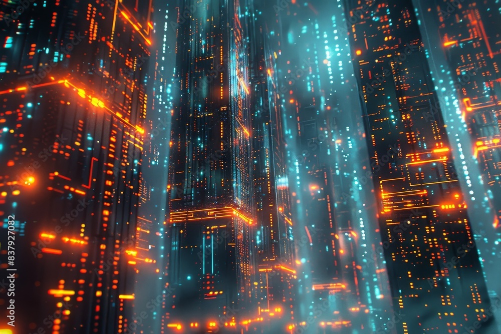 Poster abstract background data flow on futuristic technology.