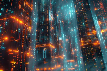 Fototapeta premium Abstract background data flow on futuristic technology.