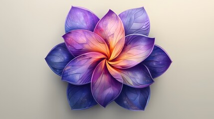 Vibrant digital artwork featuring a beautiful flower with purple and blue petals on a gradient background, perfect for wallpapers and decorative designs, showcasing colorful botanical beauty