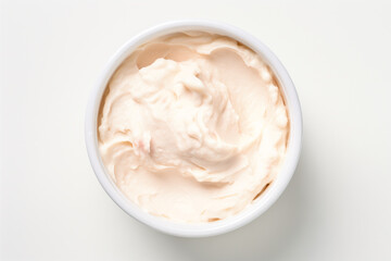 Creamy White Cheese Spread in a Bowl on White Background - High-Quality Food Image