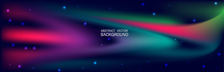 Abstract Colorful Gradient Background with Defocused bright Gradient, Spots and highlight. North Lights. Stylized Universe and Polar Lights.