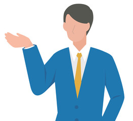 丁寧に案内をする男性のビジネスパーソン