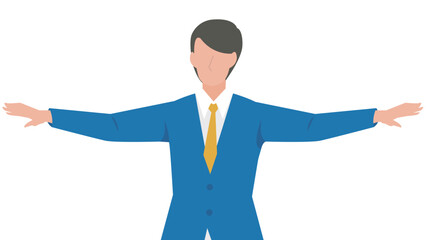 セーフのポーズをする男性のビジネスパーソン