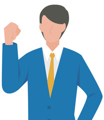 喜んでガッツポーズをする男性のビジネスパーソン