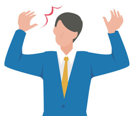 驚いたリアクションを取る男性のビジネスパーソン