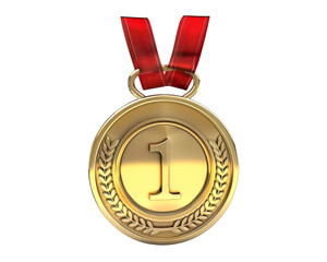 Winning gold medal on transparent background