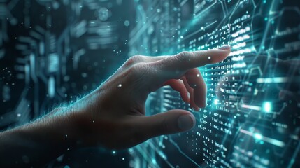 Digital Touch Innovative Technology Concept with Virtual File System and Human Interaction