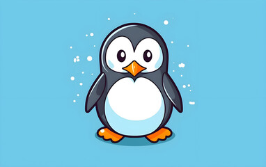 Obraz premium Penguin against a vibrant blue backdrop