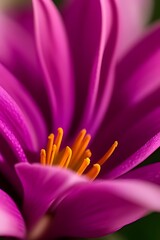 Vibrant purple petals and red stigmas of saffron crocus flowers in full bloom, capturing their...