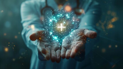 CuttingEdge Healthcare Technology Innovative HandsOn Digital Gear with Medical Cross Symbol