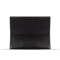 laptop sleeve black leather tablet computer bag on a white background