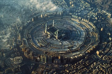 Kaaba in Masjid Al Haram in Mecca Saudi Arabia, The Kaaba, the holiest site in Islam, in Mecca, Saudi Arabia - the spiritual center for Muslims worldwide. Generative AI