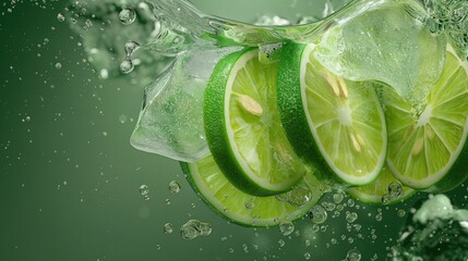 fresh slices of lime with water and ice